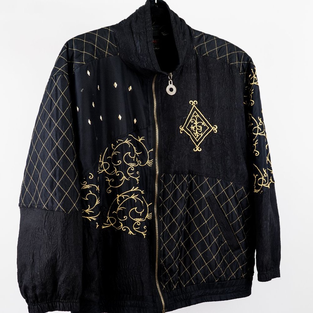 Vintage Black and Gold Bomber Jacket